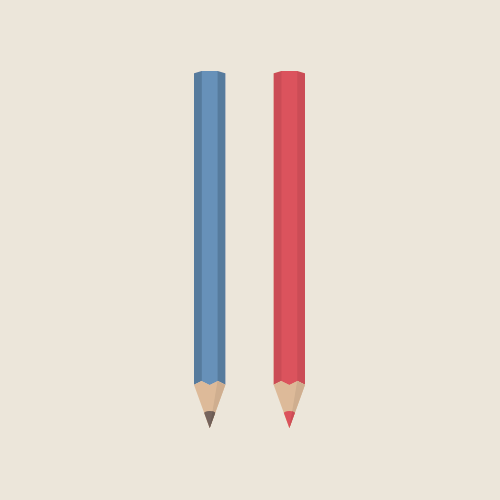 鉛筆と赤鉛筆のイラスト フリー素材