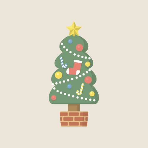 クリスマスツリーの可愛いイラスト素材