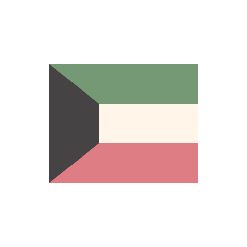 クウェート　国旗　カラーアイコン フリー素材